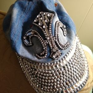 Rhinestone denim cap